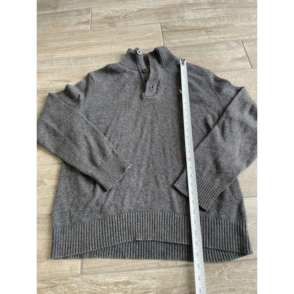 American Eagle Sweater Mens XL Gray Charcoal 1/4 Zip Buttons Athletic Fit - Picture 4 of 5
